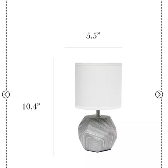 🆕🛋️Round Prism Mini Table Lamp Gray And White Geometric - Picture 5 of 15